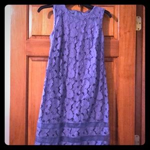 Size 2 purple, floral lace sleeveless dress.